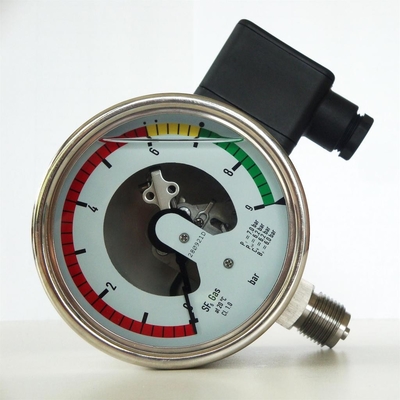 9棒316SS電気接触の100mmのシリコーンのオイルの満たされた圧力計を圧力計